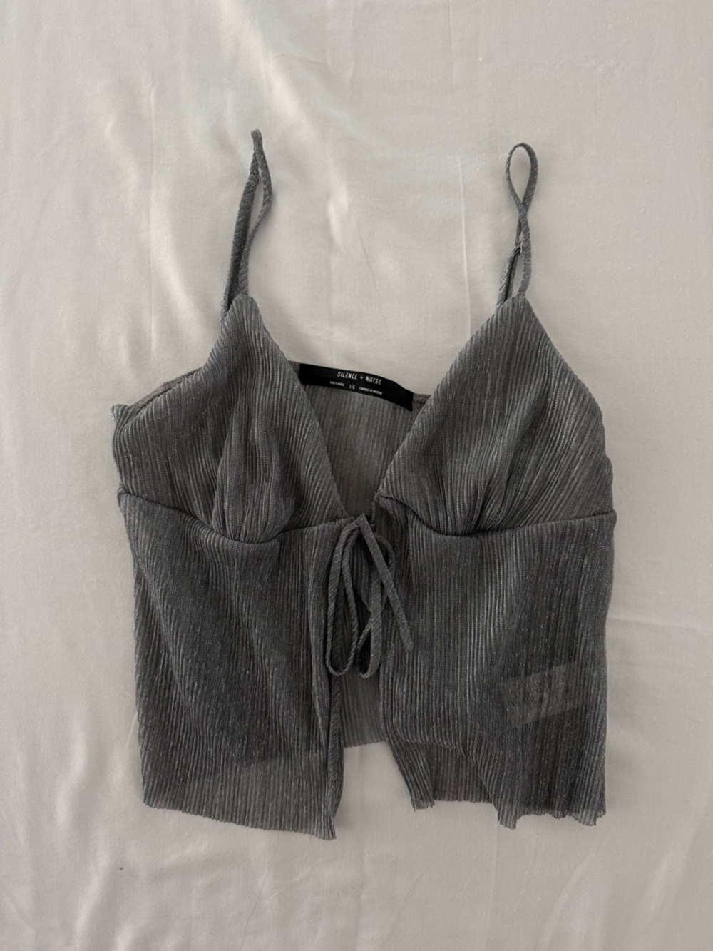 Urban Outfitters Silence + Noise Tie Front Tank Top Silver Women’s Size Large
